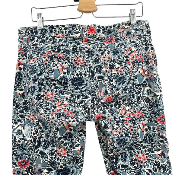 Tory Burch Emmy Ankle Skinny Jeans Blue Lake Kyoto Floral Print Size 31 - Picture 10 of 13
